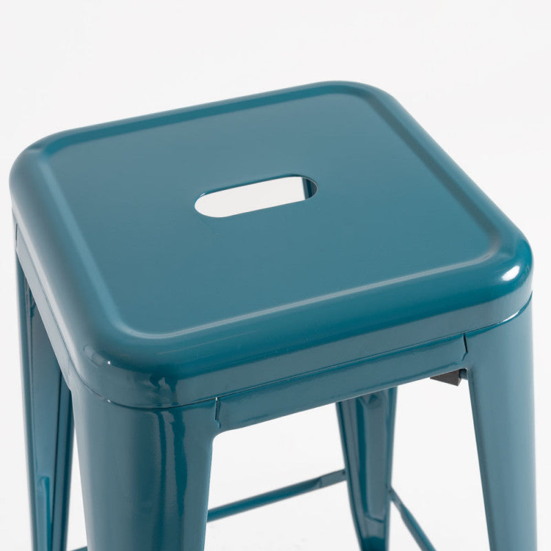 Conjunto industrial 4 taburetes tolix mesa bar 60 x 60 cm madera metal  Rough Color: Azul